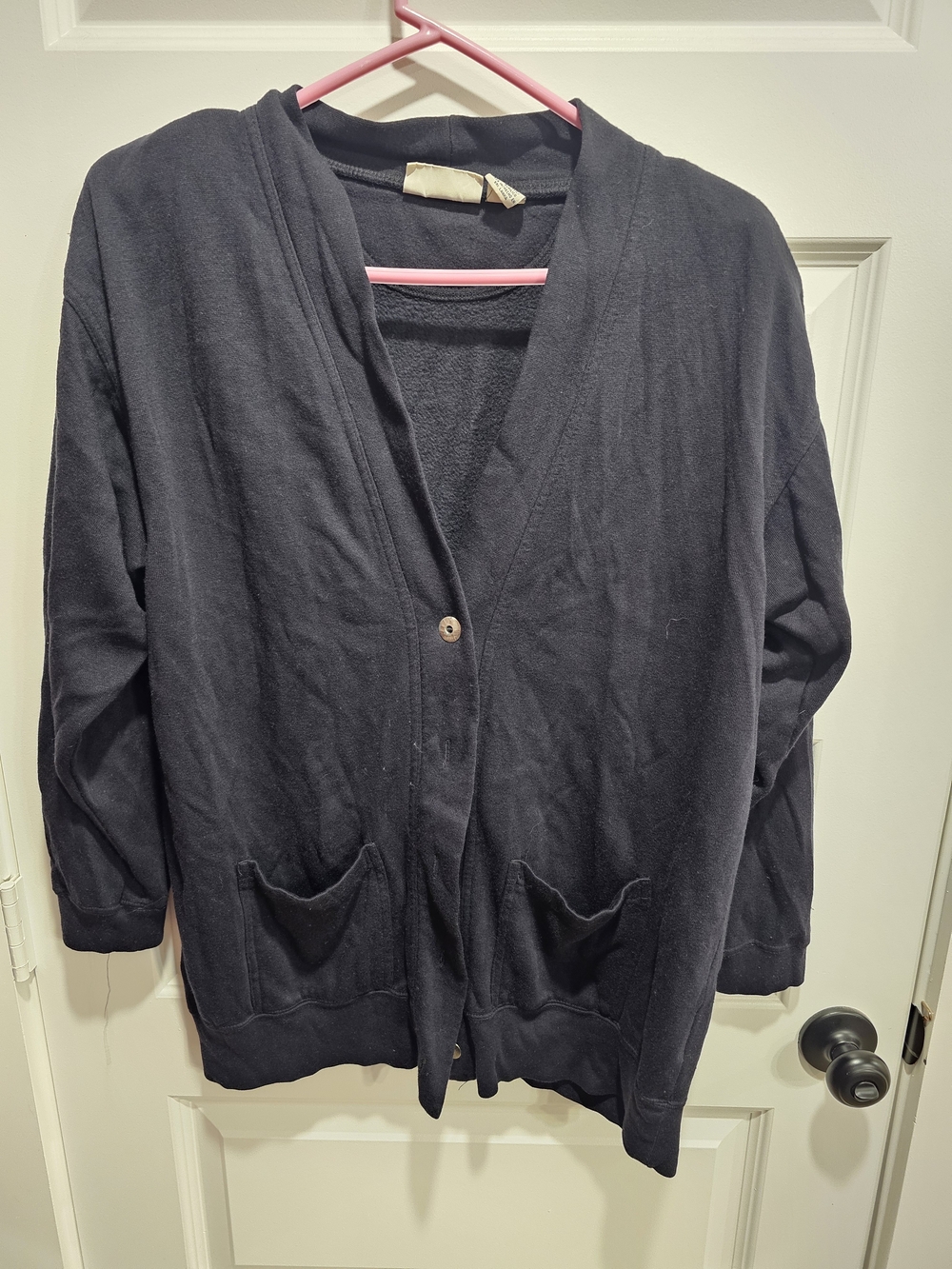 Basic Editions Black V-Neck Button-Front Cardigan